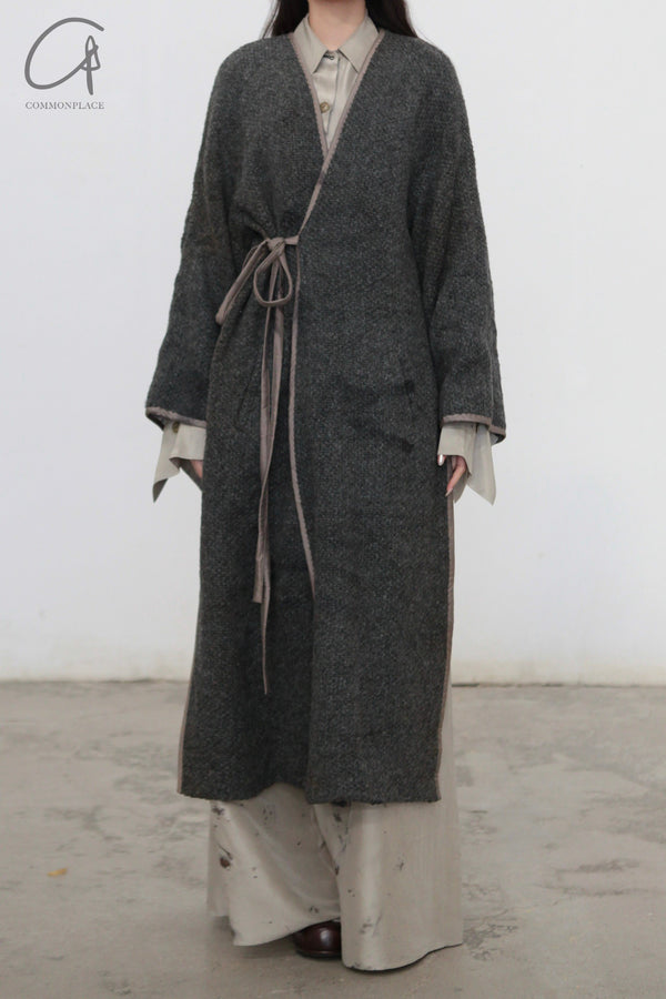 Mutedance 24 Autumn and Winter Drawstring Wool Long Coat Series MD-MD24FW56-GRAY MD24FW56 MD24FW57